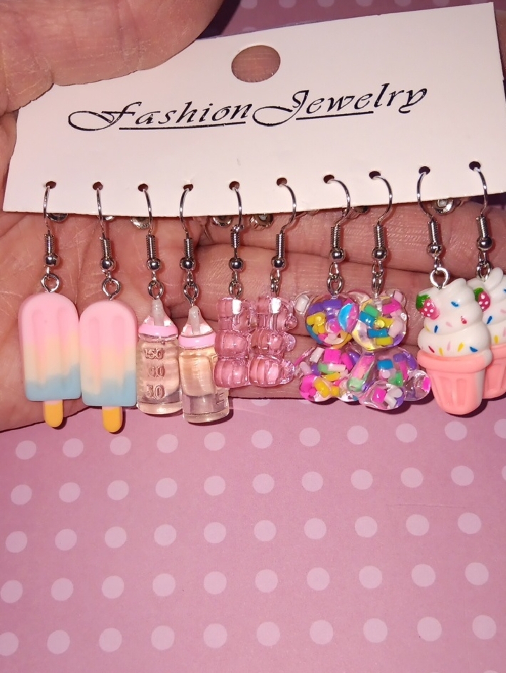 Fashion Jewelry | 5 Pairs  Pastel Gummy Bears,Ice Creams,Earring Set New!